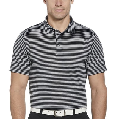 Men's Grand Slam Grand Slam Heather Stripe Short Sleeve Slim Fit Golf Polo Shirt, Size: XXL, Caviar Grey