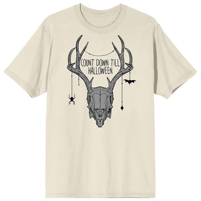 Licensed Character Men's Deer Skull Countdown to Halloween Graphic Tee, Size: XL, Off White