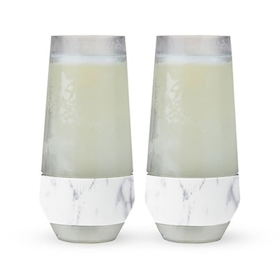 HOST Champagne FREEZE Cooling Cup in Marble, Set of 2, White