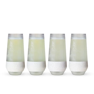 HOST Champagne FREEZE Cooling Cup in Glitter, Set of 4, White