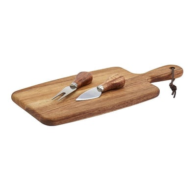 Tabletops Gallery Acacia Wood 3-piece Rectangular Serving Board Set & Cheese Knives