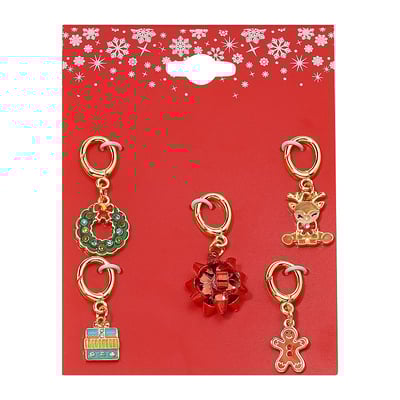 Unbranded Gold Tone 5-Pack Wreath & Reindeer Holiday Shoe Charms, Women's, None