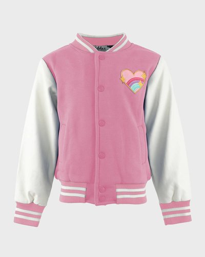 Lola + The Boys Girl's Good Vibes Sequin Varsity Bomber Jacket, Size 2-14