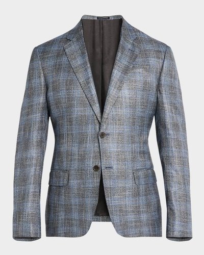 Men's Bamboo Textured Plaid Sport Coat