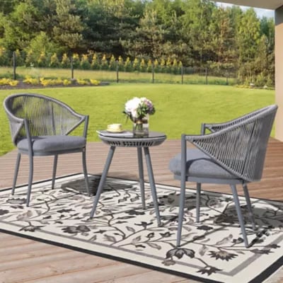 Nuu Garden 3 pc. Patio Furniture Outdoor Conversation Bistro Set with Cushions