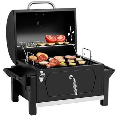 Royal Gourmet Portable Barrel Charcoal Grill with Side Handles and Bottle Opener, 303 sq. in., Black