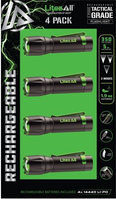 LitezAll 350-Lumen Aluminum Flashlights, 4-Pack
