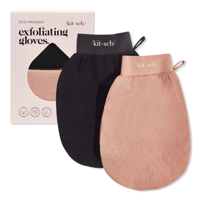 Kitsch Exfoliating Glove Set - Black & Terracotta (2 Pack)