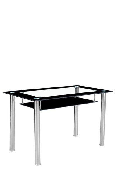 Modernique Tempered Glass 105 cm Dining Table in Black