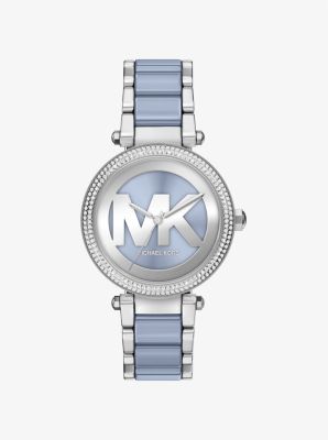Michael Kors Oversized Parker Pavé Blue-Tone Watch