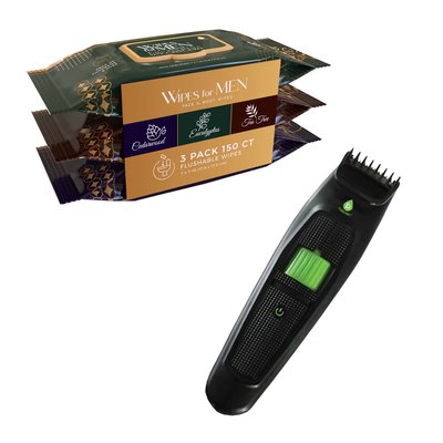 Pursonic Mens Refresh Groom Kit Cedarwood Tea Tree Eucalyptus Wipes Rechargeable Beard Body Trimmer one_size | MW150-TCA3490