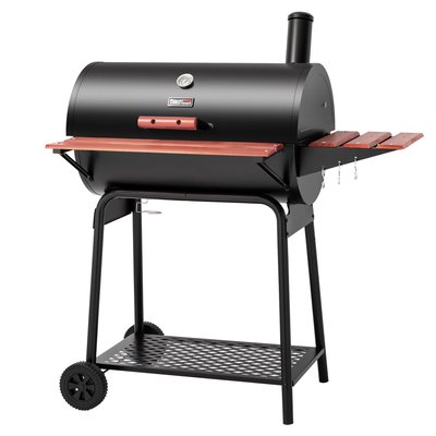 Royal Gourmet Barrel Charcoal Grill with Wood-Painted Side and Front Table 30-in W Black Barrel Charcoal Grill one_size | CC1830V