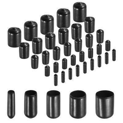 Unique Bargains 100pcs Round Rubber End Caps Protective Caps 1/8inch 1/4inch 3/8inch 1/2inch 5/8inch Black Screw Thread Protectors one_size