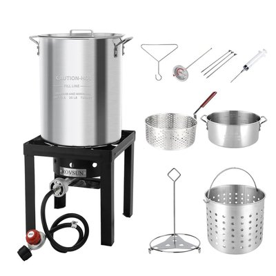 Outopee Turkey Fryer 30 Quarts Push and turn Ignition Liquid Propane Gas Turkey Fryer one_size | LO2G57000508