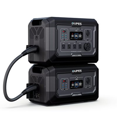OUPES 2500 Watt Portable Power Station Mega 2 Push Button Start with Extra 2048Wh Battery for Home Backup Camping and RV one_size | SG-S2+B2