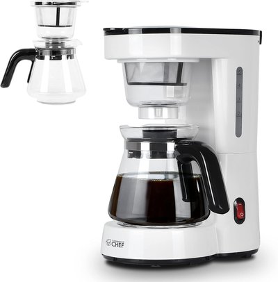 Commercial Chef 5-Cup Small Drip Coffee Maker with 0.75L Water Tank - Drip Coffee Maker with Pour Over Filter - Glass Carafe - Brews in 6 Minutes -