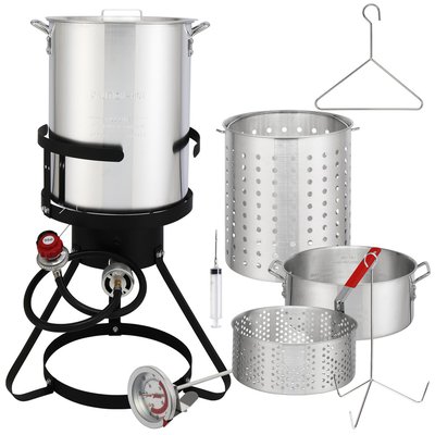 Outopee Turkey Fryer 30 Quarts Push and turn Ignition Liquid Propane Gas Turkey Fryer one_size | LO2G57000507
