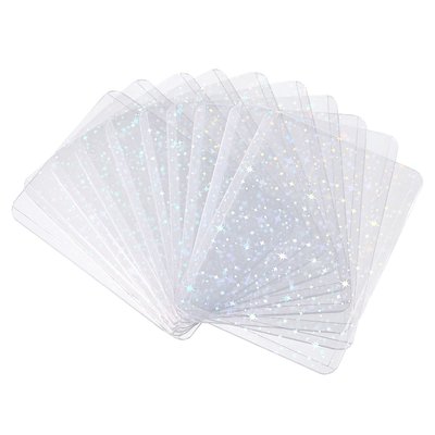 Unique Bargains 10pcs Photocard Holder Holographic Clear Card Sleeves Photo Protector Shield Cover for Trading Cards Decoration Top Opening Stars