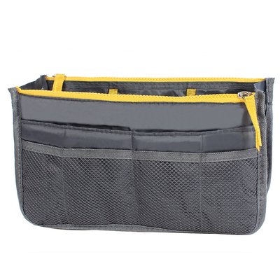 Unique Bargains Cosmetic Makeup Storage Tote Insert Purse Organizer Pouch Bag Gray one_size | S25112001UX7568