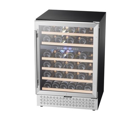 VEVOR Wine Cooler 46 Bottle Dual Zone Wine Fridge Built-in and Freestanding Fridge with Glass Door Adjustable Shelves Digital Temperature Control