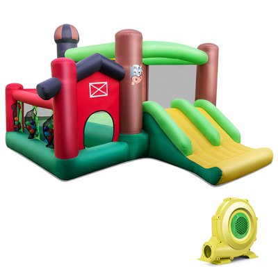 Slickblue Farm Themed 6-in-1 Inflatable Castle with Trampoline With Blower one_size | D-CO-SU05701PN