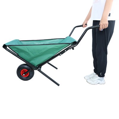 LOVMOR Collapsible Wheelbarrow 176 lbs Folding Yard Garden Wheelbarrow Foldable Lightweight Gardening Heavy Duty Oxford Cloth Green Lawn Cart for