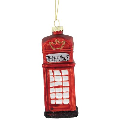 Northlight 4.5 inch Red Euro Phone Booth Glass Christmas Ornament one_size | NORTHLIGHT YQ95279