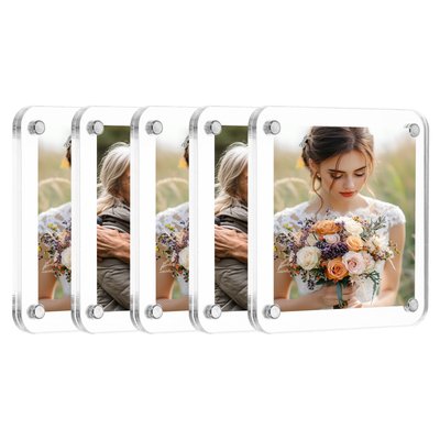 Unique Bargains 5pcs Acrylic Fridge Magnetic Frame 3.1 x 3.1 Inch Clear Square Fridge Magnets Double Sided Magnetic Picture Photo Frames Refrigerator