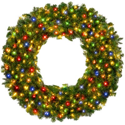 Best Choice Products 48in Artificial Pre-Lit Fir Christmas Wreath Decoration w/ 250 Lights 714 Tips one_size | SKY6948