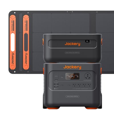 Jackery Solar Generator Kit 2000 Plus (Expand to 4086Wh) 3000 -Watts Portable Power Station 2 Solar Panels Included in Orange | 21-0009-000093Y