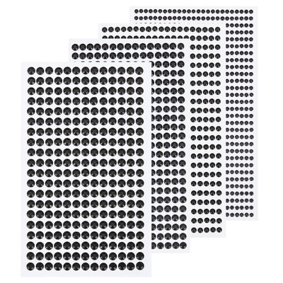 Unique Bargains 3584pcs 8 Sheets Black Rhinestone Stickers 3/4/5/6 mm Self Adhesive Rhinestones Gems for DIY Decoration Craft Face Eye Nails Hair