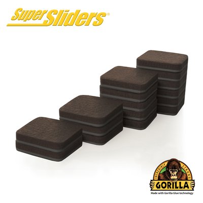 Super Sliders 16 -Pack 1-in Brown Square Felt furniture pads | 4842124BG