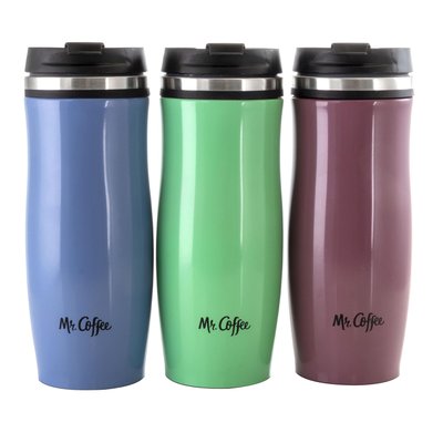 Mr. Coffee 12.5 Ounce Stainless Steel Insulated Thermal Travel Mug Set of 3 one_size | 962112856M