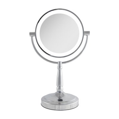LED Lighted Double-Sided 10x Magnifying Vanity Mirror - Chrome