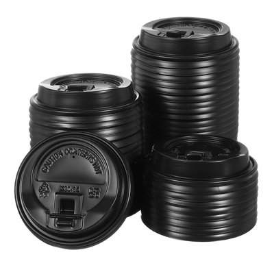 Unique Bargains Disposable Coffee Cup Lids 50 Count 80mm Plastic Lids for 8OZ Coffee Cups Suitable for Cold and Hot Drinks (Black) | S25111000UX2122