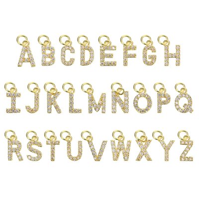 Unique Bargains Letter Charm 26pcs - Rhinestone Alphabet Charm A-Z Uppercase Letters for DIY Name ID Bracelets Necklace Pendants Wristbands Jewelry