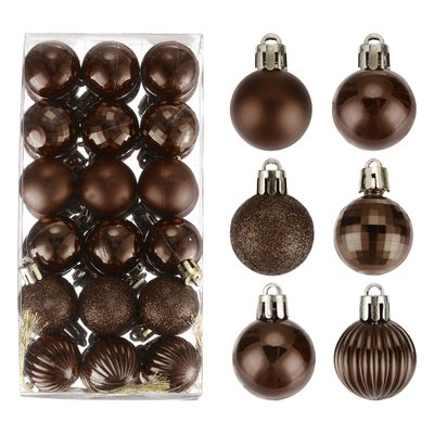 Unique Bargains Christmas Ball Ornaments Christmas Tree Decorations Balls Coffee 1.2 Inch for Party Decoration Wedding Holiday Christmas Decor 36Pcs