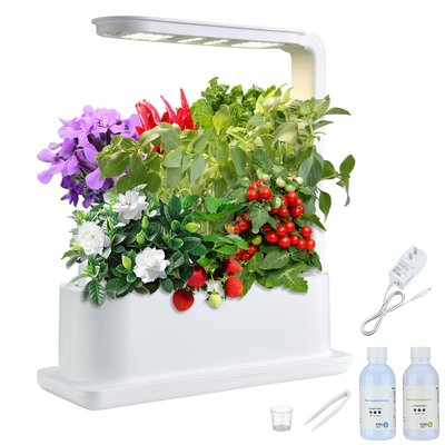 Yescom 3 Pots Hydroponic Growing System Plant Germination Kit with LED Light Indoor Herb Garden Home Kitchen Cotton in Black | 23HGS001-12IN-07-LO