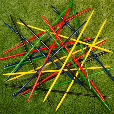 Toy Time Jumbo Pick Up Sticks Classic Wooden Game, Outdoor or Indoor Fun Strategy and Coordination Game for Adults and Kids Outdoor Wood Stacking