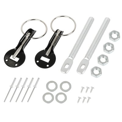 Unique Bargains Racing Car Universal Aluminum Alloy Mount Bonnet Hood Pin Lock Quick Release Latch Kit Black | S26012800UX4723