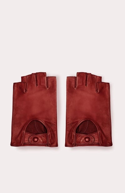 Seymoure Fingerless Italian Leather Driving Gloves in Deep Wine at Nordstrom, Size Medium
