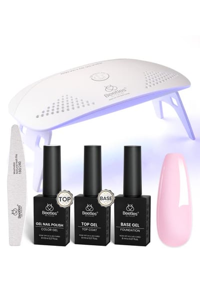 Beetles Nude Pink Gel Nail Polish Kit with UV LED Light in Pink Bubble at Nordstrom