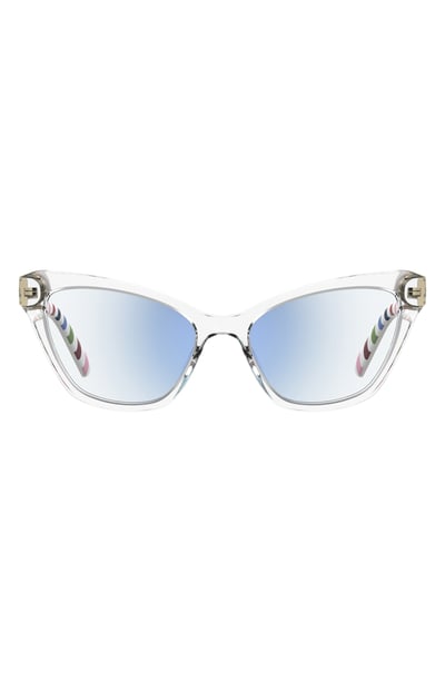 Kate Spade New York gracelyn 54mm blue light blocking cat eye reading glasses in Crystal/Demo Lens at Nordstrom, Size +2.50