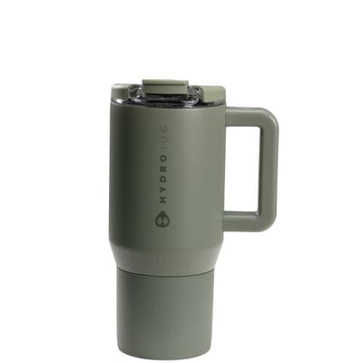 HydroJug Coffee Traveler 20 oz - Leak-Resistant, Ceramic-Lined Insulated Travel Coffee Mug for Hot or Cold Drinks with Flip Lid in Courtyard at