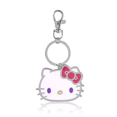Hello Kitty Metal Keychain with Classic Bow in Silver, White at Nordstrom