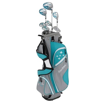 Tour Edge Lady Edge 8 Piece Womens Left Hand Half Golf Set – Standard / Ladies / Turq/White – Turq/white