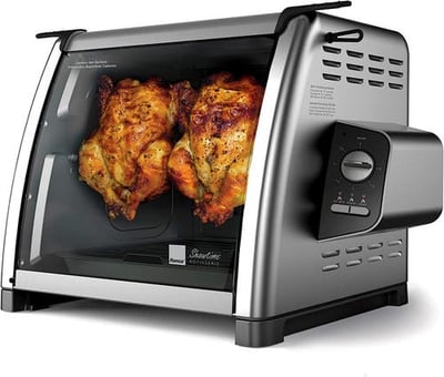 RONCO Modern Rotisserie Oven, Large Capacity (15lbs) Countertop Oven, Multi-Purpose Basket for Versatile Cooking, Easy-to-Use Controls in Silver at