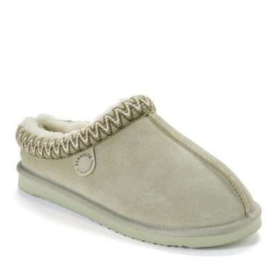 DEARFOAMS Fireside Grafton Genuine Shearling Clog Slipper with Embroidery in Seagrass at Nordstrom, Size 12