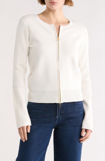 BY DESIGN Tatum Zip Cardigan in Cloud Dancer at Nordstrom Rack, Size Medium