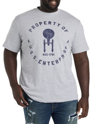 True Nation by DXL Big & Tall Star Trek Property OF USS Graphic Tee in Heather Grey at Nordstrom, Size 3X Big